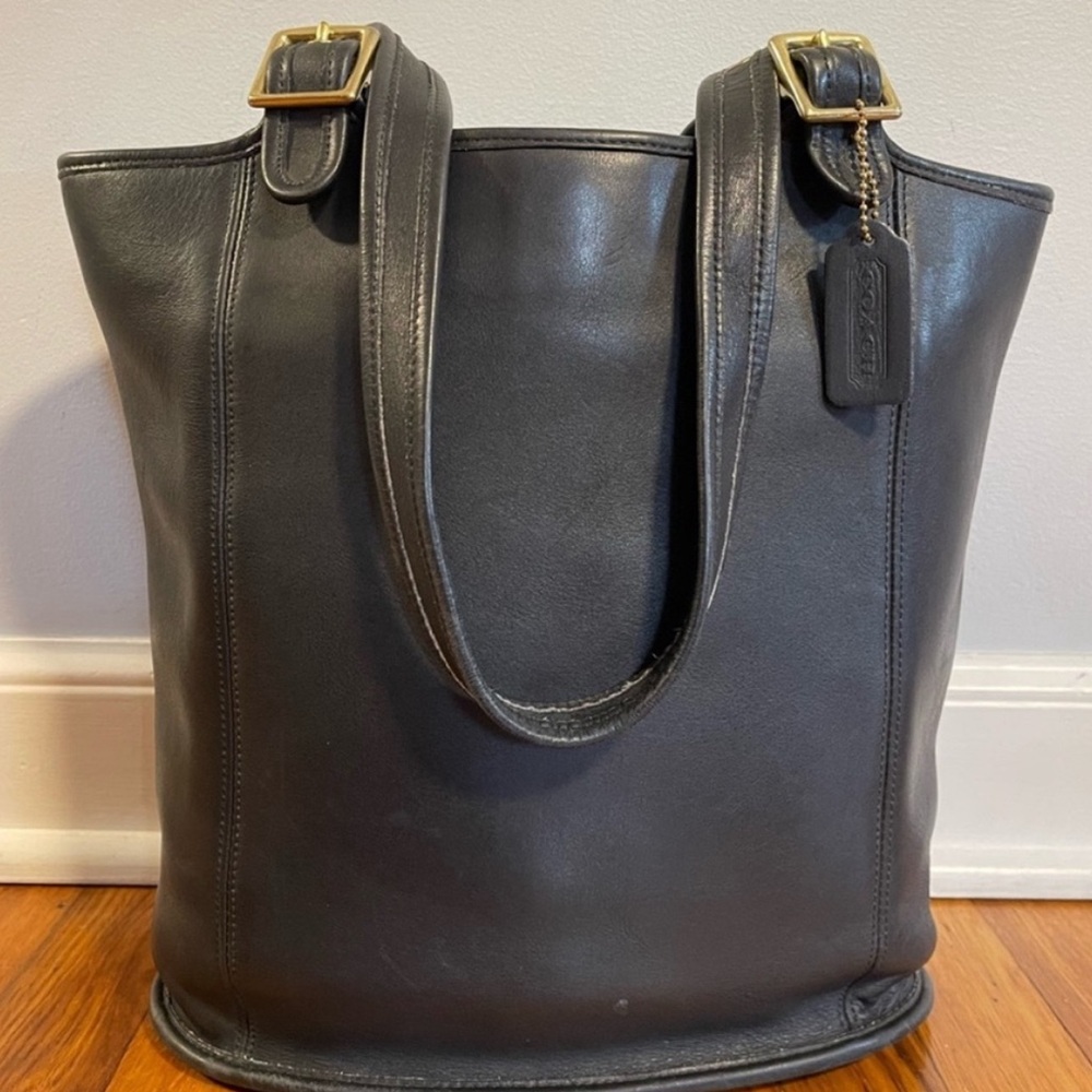 Coach Black Leather Tote Bag
